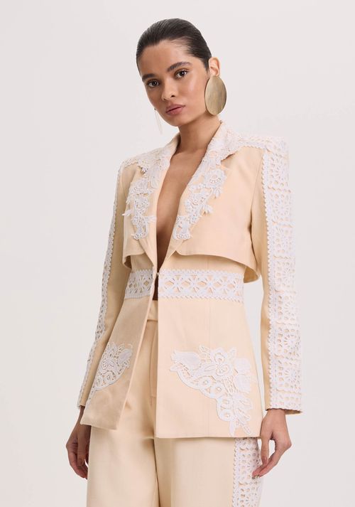 Blazer Alongado Com Guipir