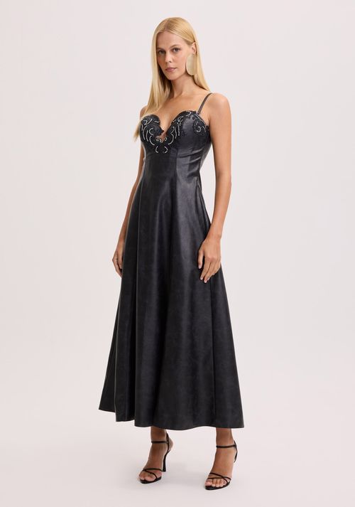 Vestido Midi Com Aplicações