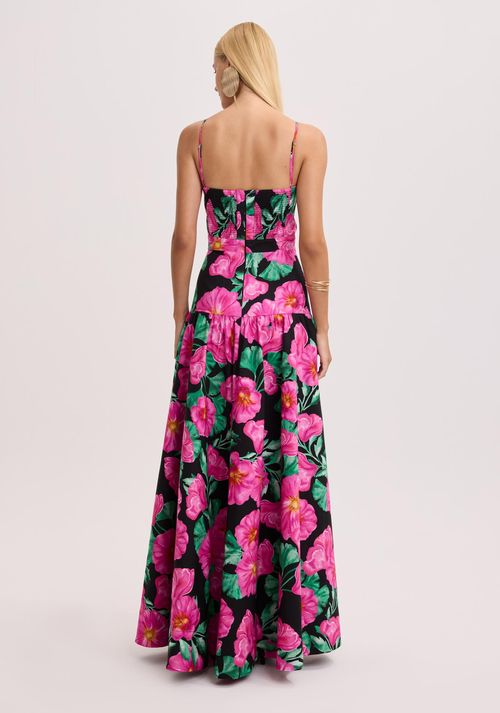 Vestido Longo Estampado com Alças Removíveis