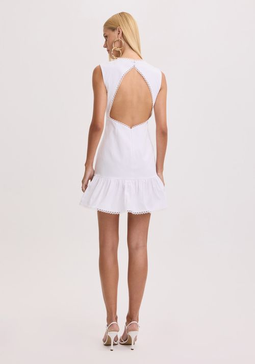 Vestido Curto com Babado e Bordado