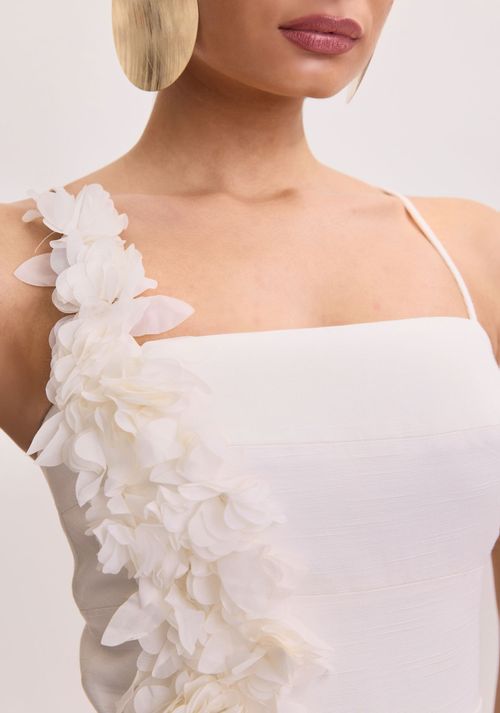 Vestido Midi Com Amarração e Flores
