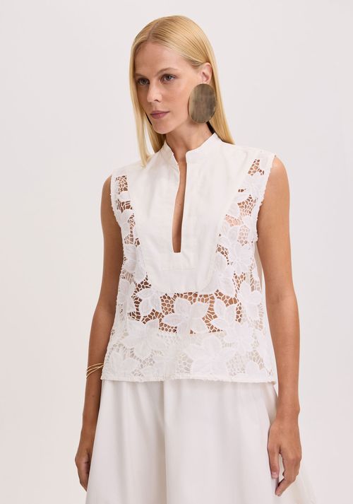 Blusa De Renda Sem Mangas