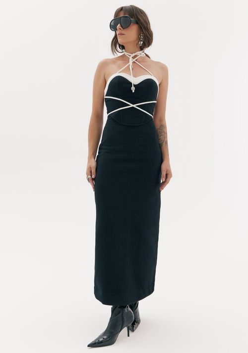 Vestido Super Midi Com Fenda