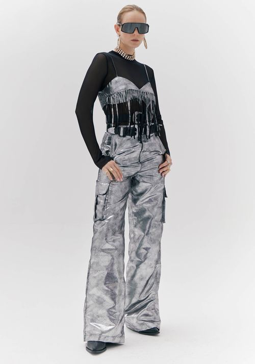 Calca Wide Leg Cintura Alta