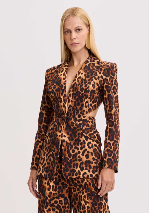 Blazer com Cut Out Animal Print