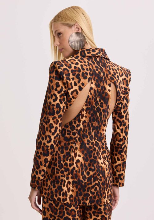 Blazer com Cut Out Animal Print