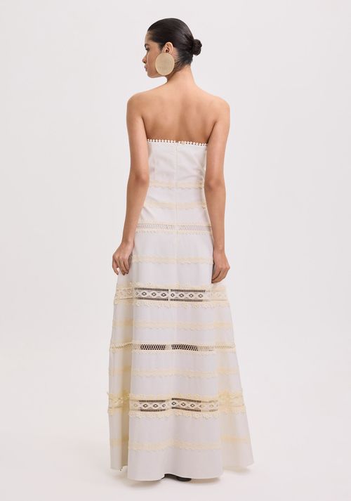 Vestido Longo Sem Alças com Renda