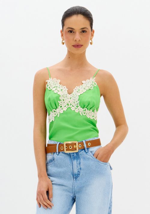 Blusa De Alça Com Renda