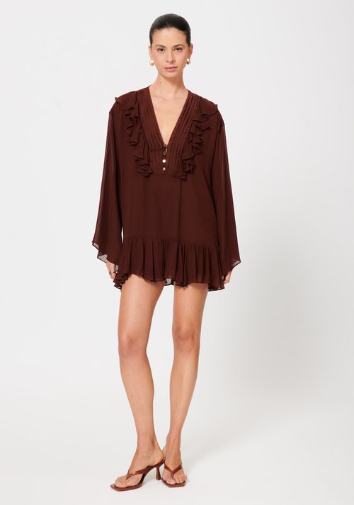 Vestido Curto Com Babados