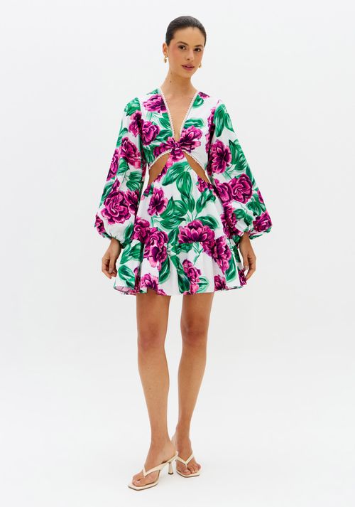 Vestido Estampado Manga Longa