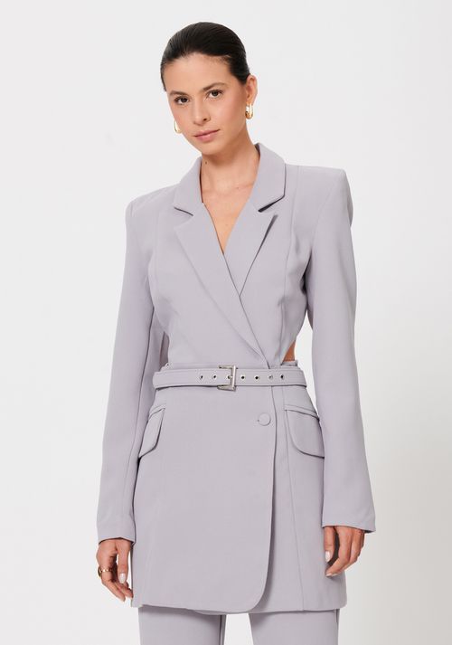 Blazer Alongado Com Abertura Costas