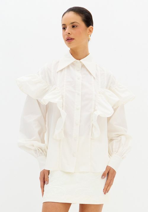 Camisa Alongada Com Babado