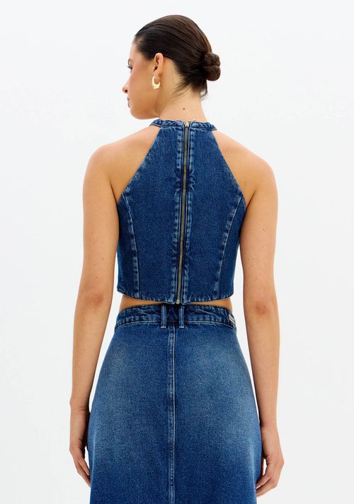 Top Jeans Com Bordado