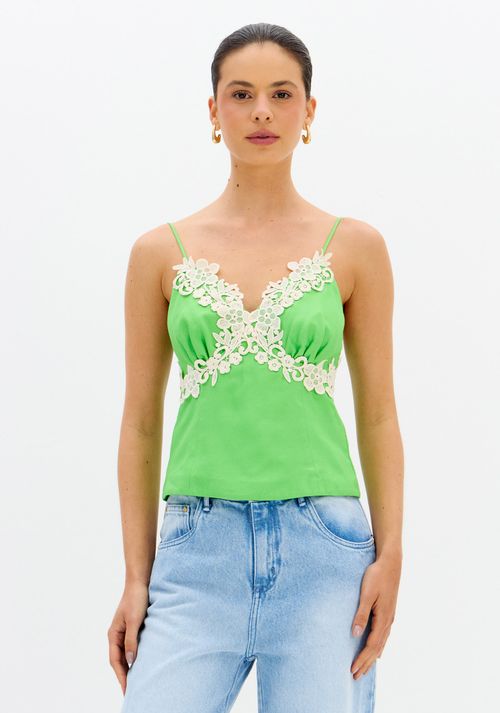 Blusa De Alça Com Renda