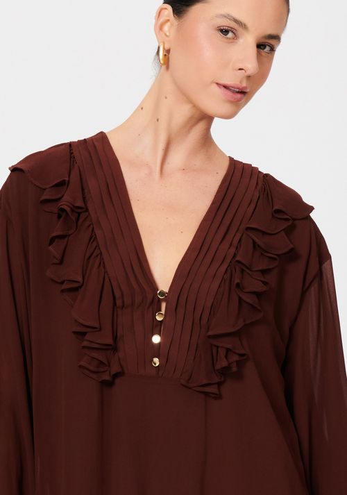 Vestido Curto Com Babados